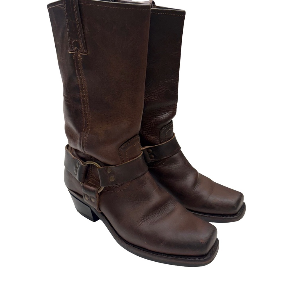 Frye Brown Leather Combat Boots